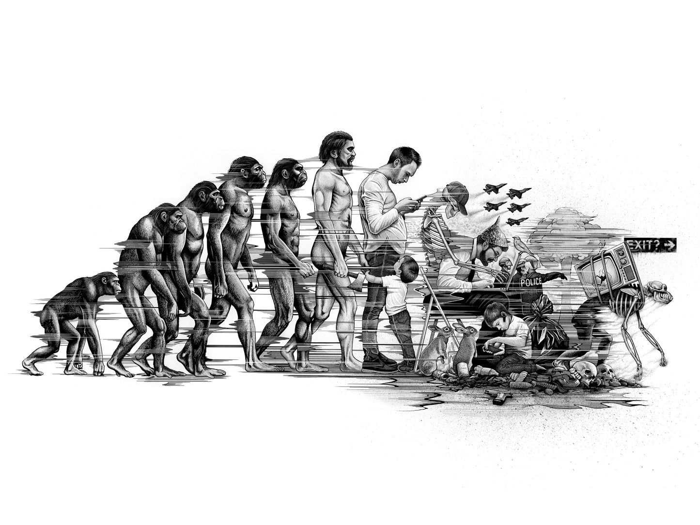 'De-Evolution' Giclee Art print. the beginning of Apocalypse Video...