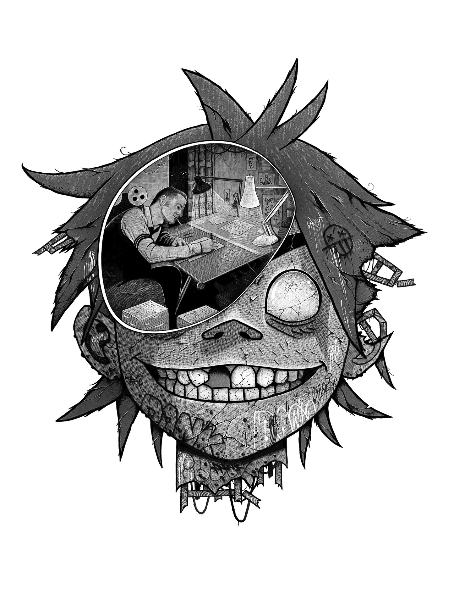 '2D' (Hewll Edition) Archival Giclee Art Print.