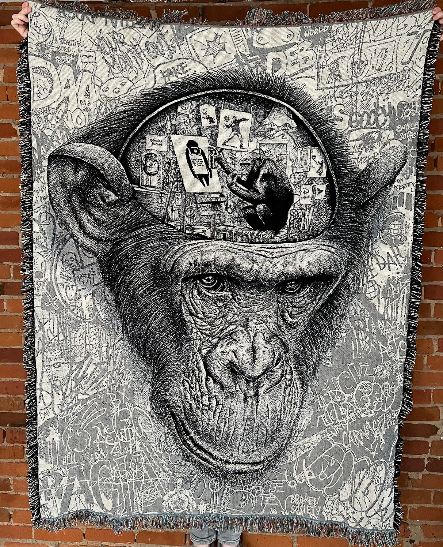 'BANKSY APE' / Woven Tapestry.