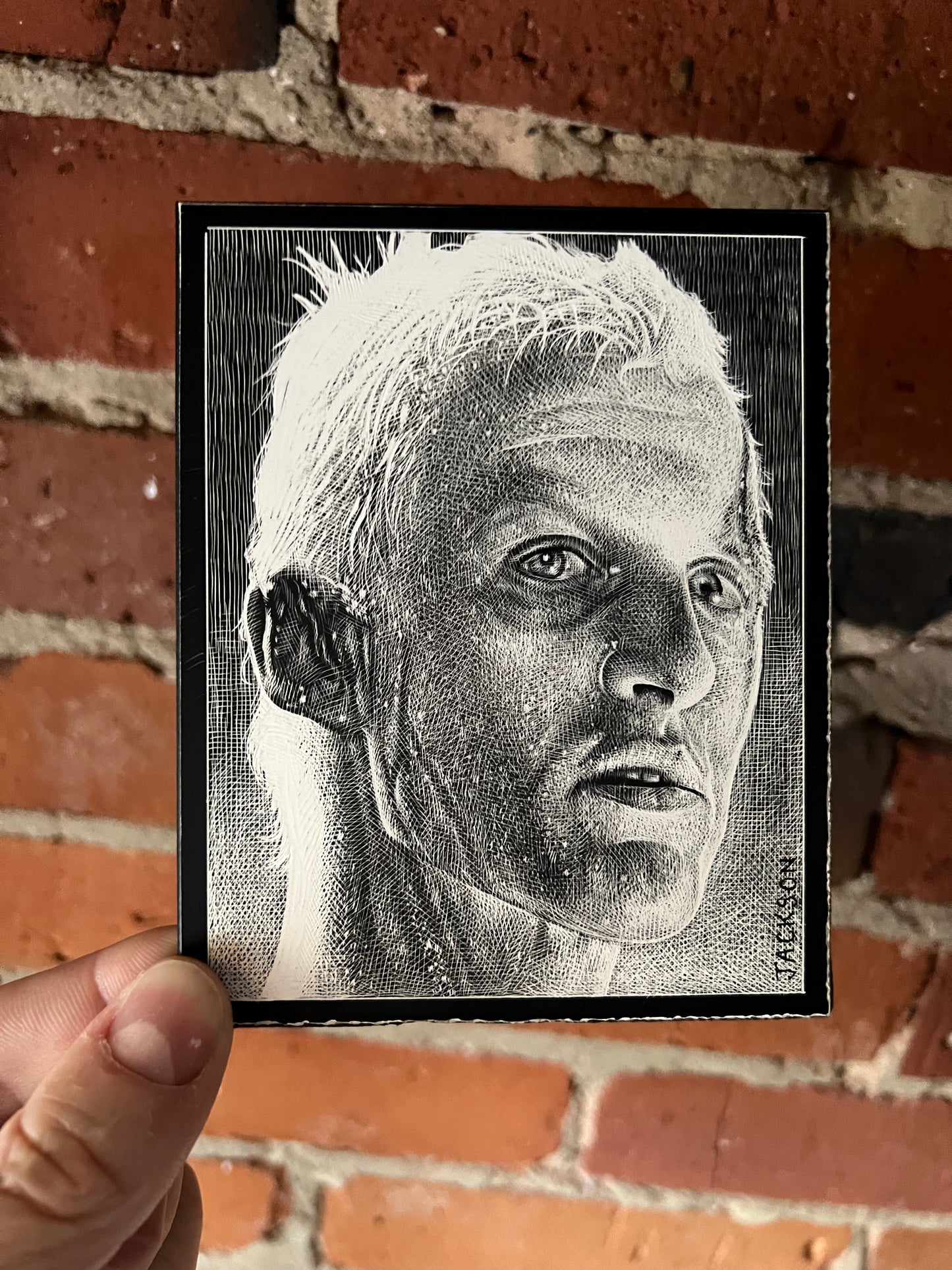 'Batty' Original scratchboard drawing 4x5"