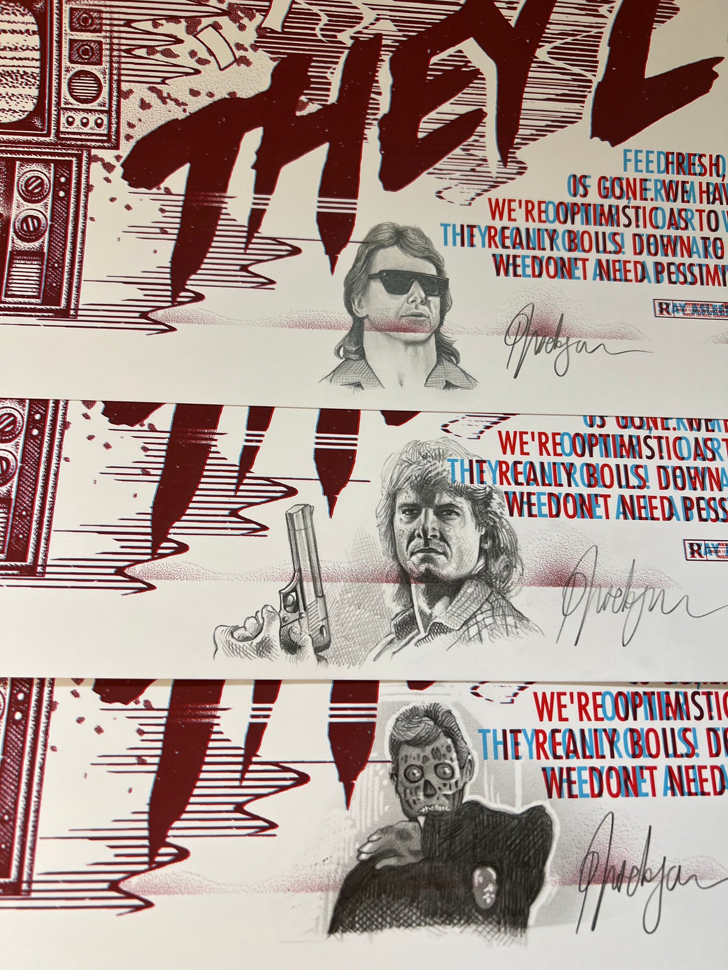 THEY LIVE screenprint (with glasses) + handembellished.