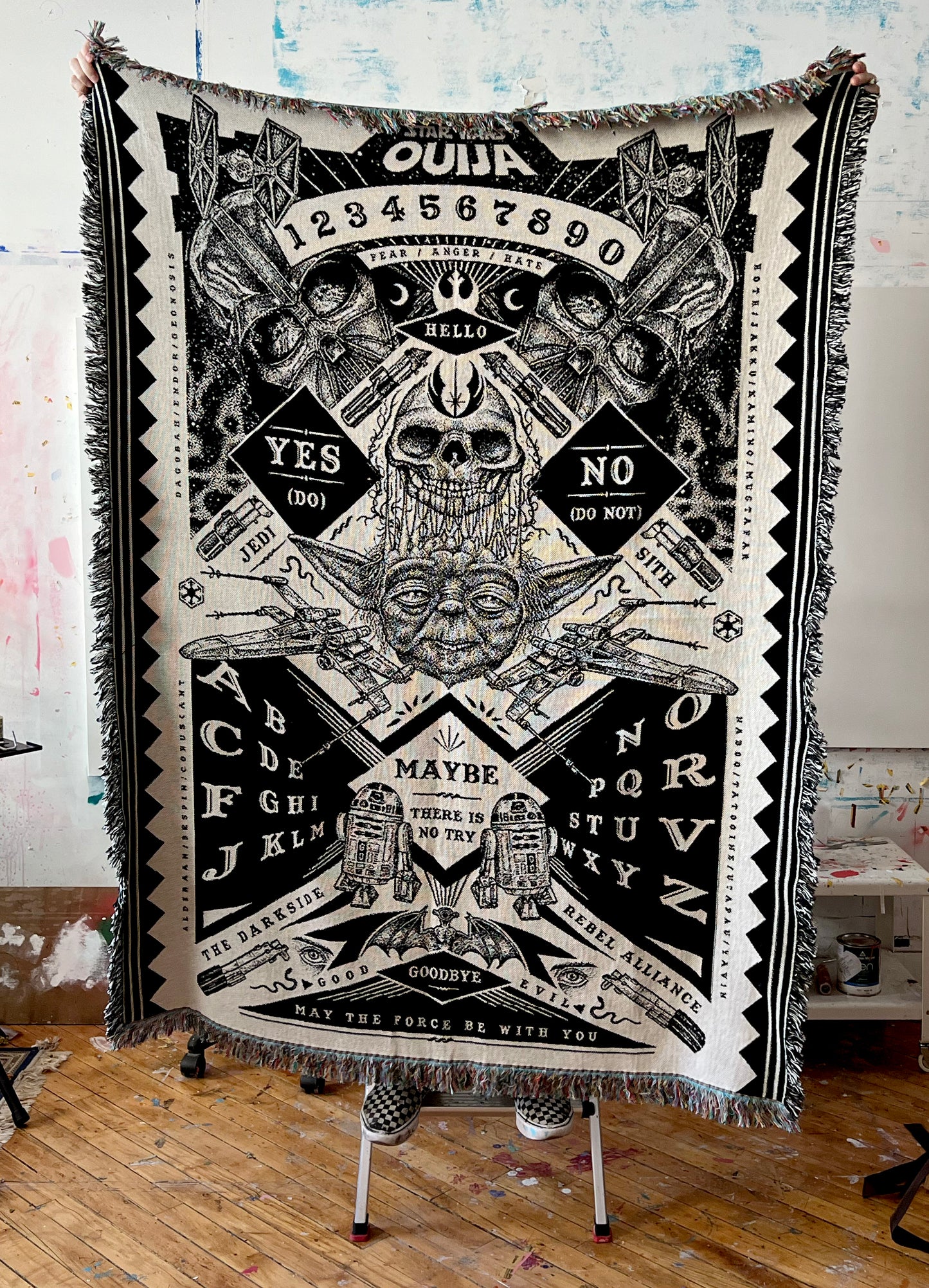 'YODA OUIJA BOARD' Woven Blanket.