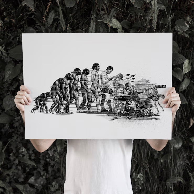 'De-Evolution' Giclee Art print. the beginning of Apocalypse Video...