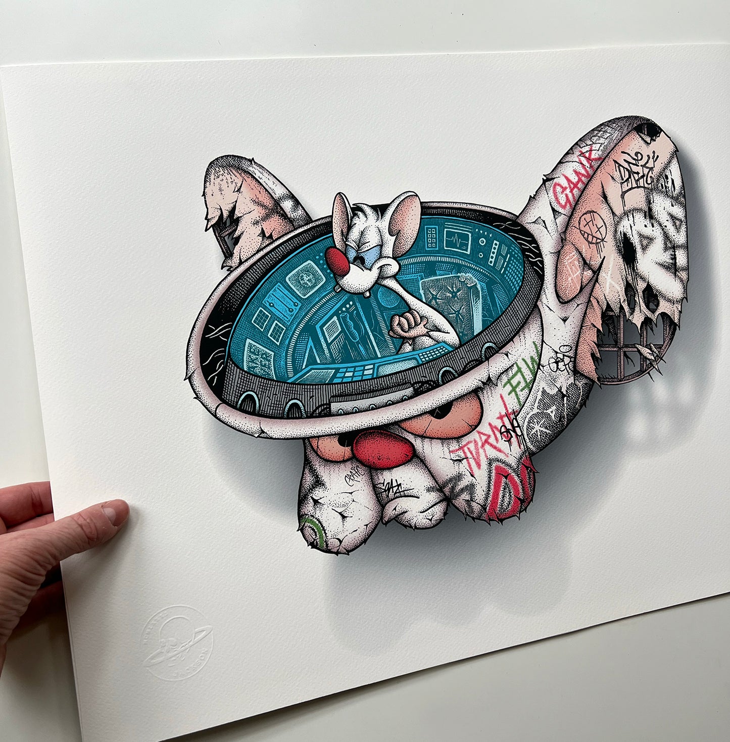 'Pinky in the Brain' Archival Giclee Art Print.