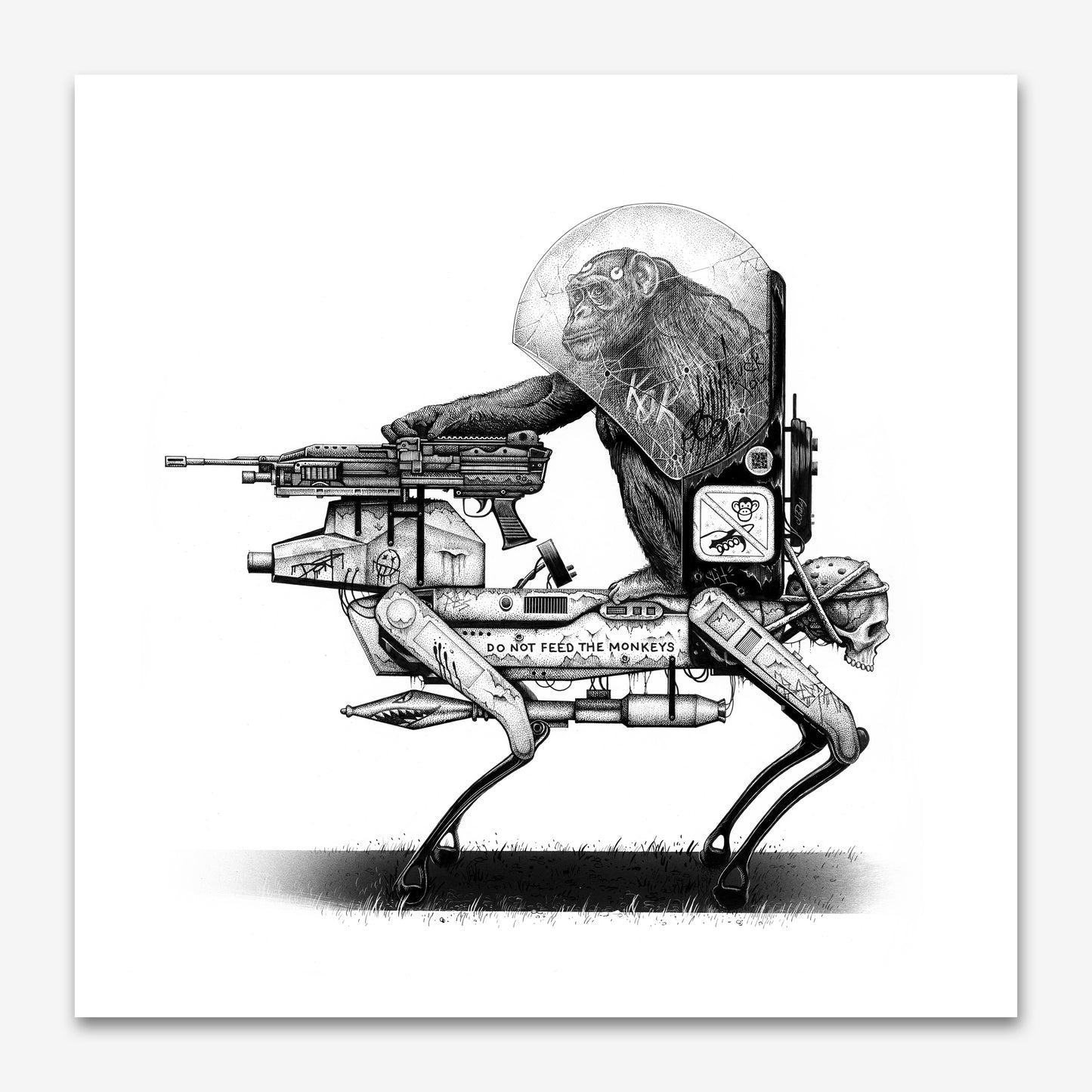 'DO NOT FEED THE MONKEYS' Archival Giclee print 14x14"