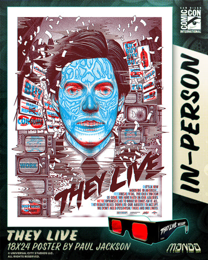 THEY LIVE screenprint (with glasses) + handembellished.