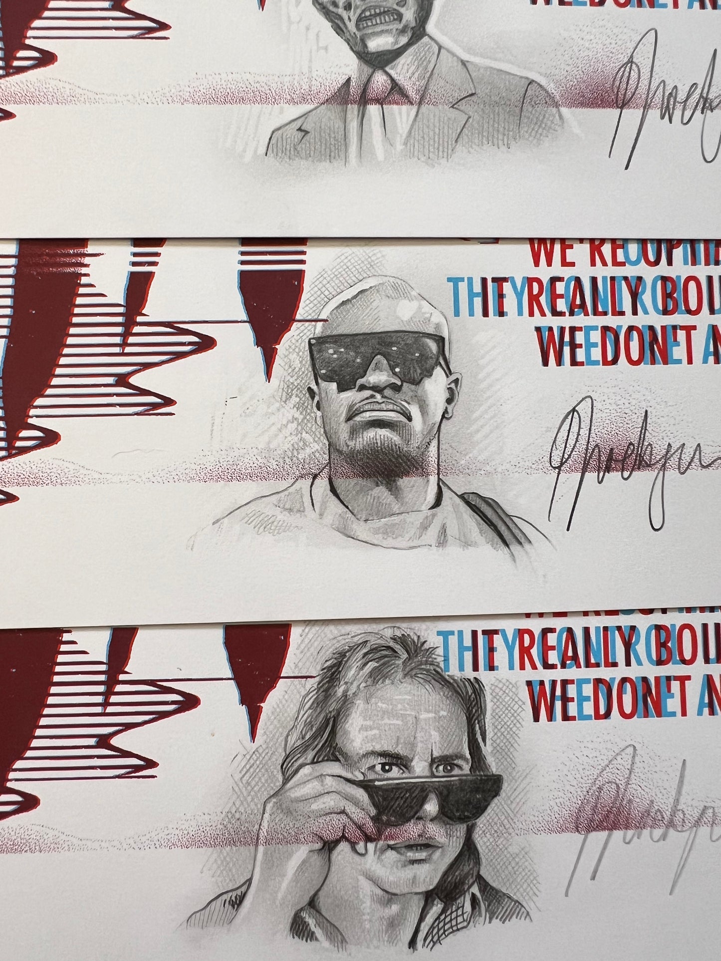 THEY LIVE screenprint (with glasses) + handembellished.
