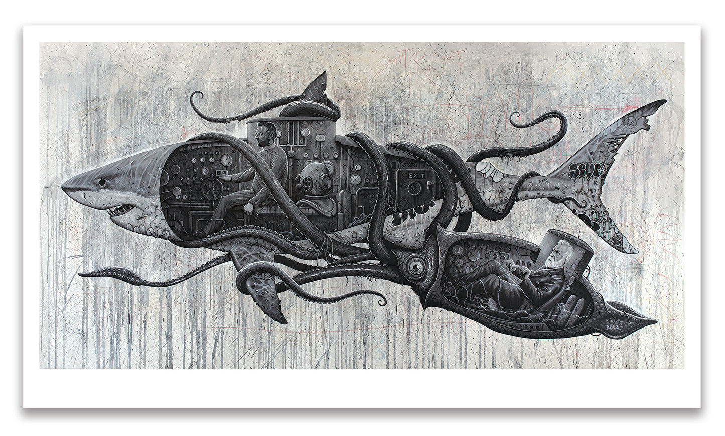 'SHARK AND SQUID' *6ft XL GICLEE PRINT* LTD to 25.