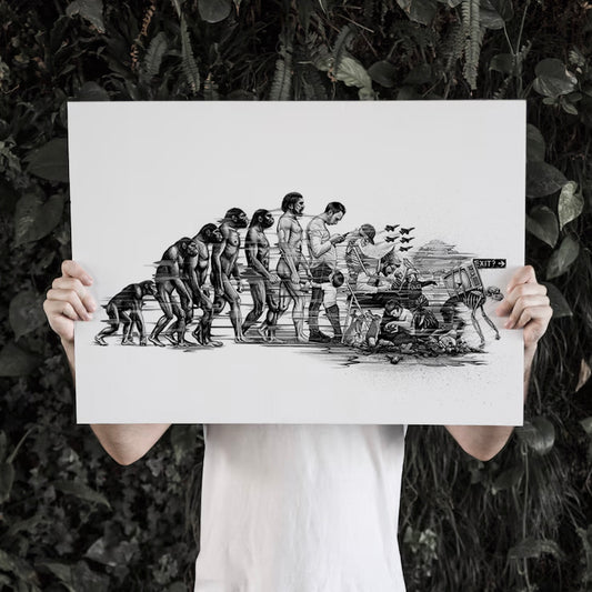 'De-Evolution' Giclee Art print. the beginning of Apocalypse Video...