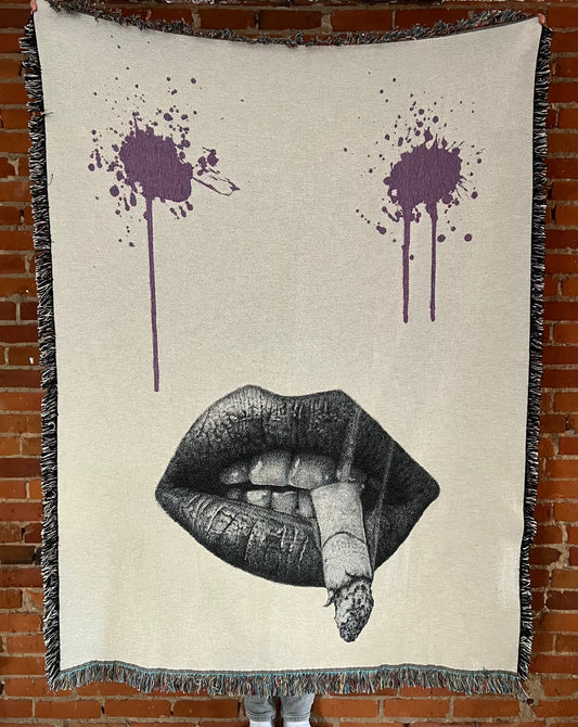 'SMOKING LIPS' / Woven Tapestry.