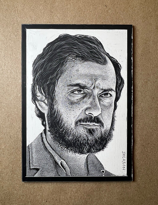 'Kubrick' Scratchboard original drawing 3.5 x 5"